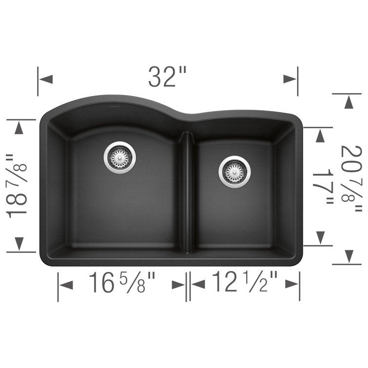 Anthracite Double Bowl Drop-in Stone Kitchen Sink