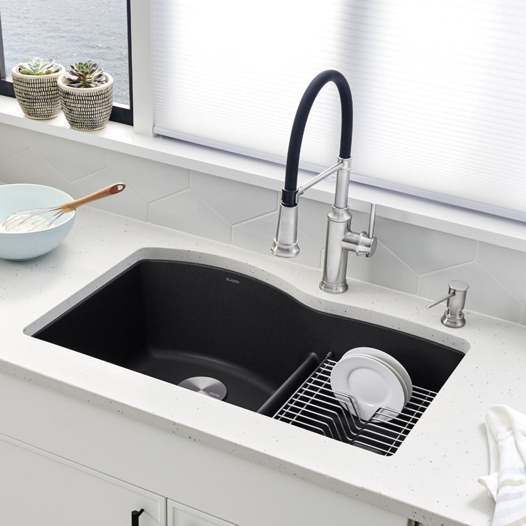 Anthracite Double Bowl Drop-in Stone Kitchen Sink
