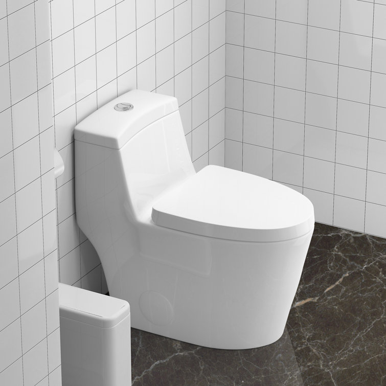 Greta White Elongated One-Piece Dual Flush Toilet