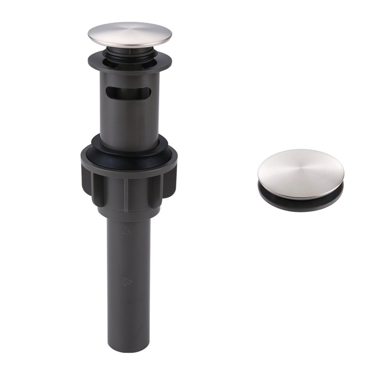 Brushed Nickel Pop Up Bathroom Sink Drain Stopper with Overflow