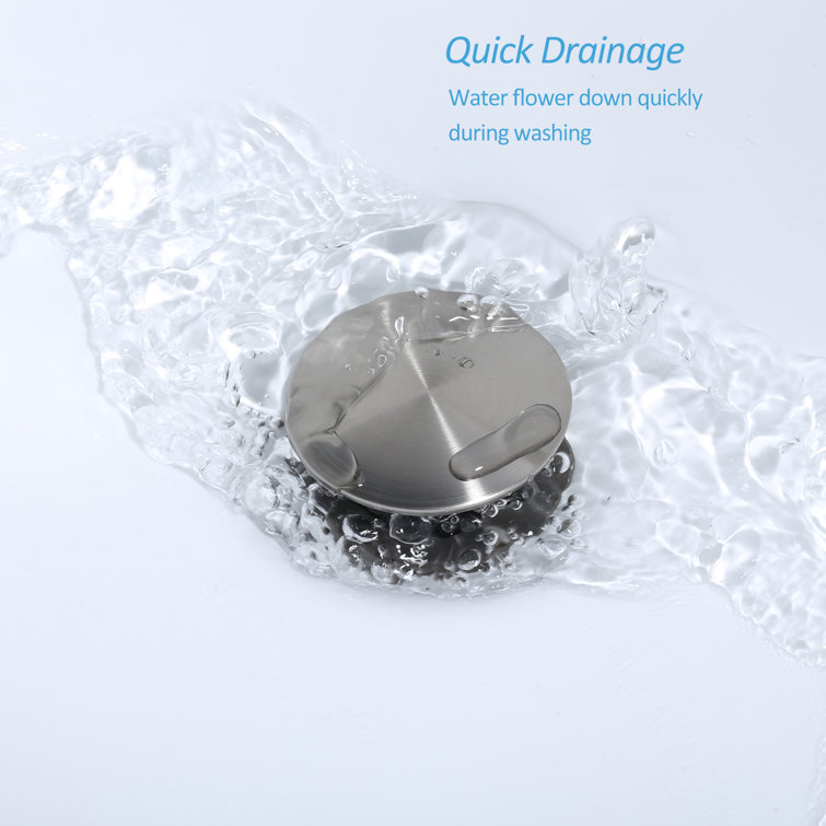 Brushed Nickel Pop Up Bathroom Sink Drain Stopper with Overflow