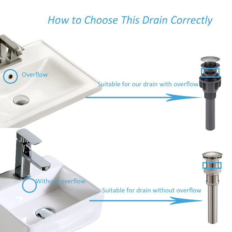 Brushed Nickel Pop Up Bathroom Sink Drain Stopper with Overflow