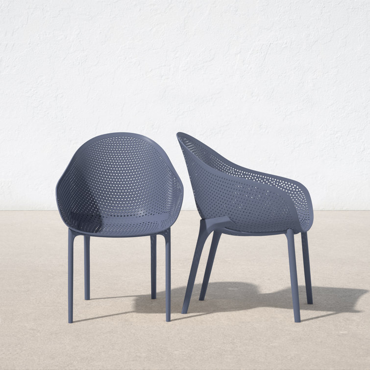 Dark Gray Plastic Resin Outdoor Dining Armchair Set