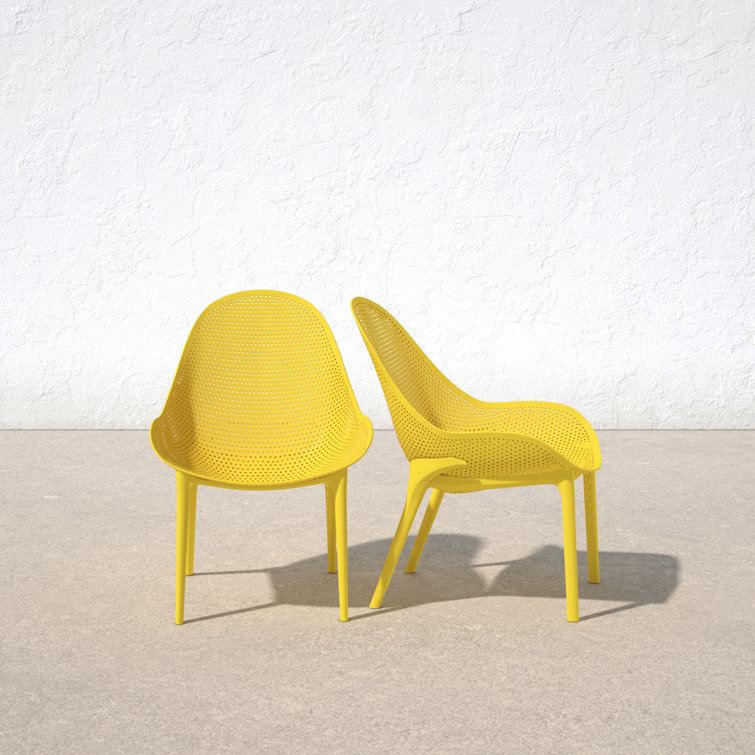 Yellow Polypropylene Armless Outdoor Lounge Chair Set