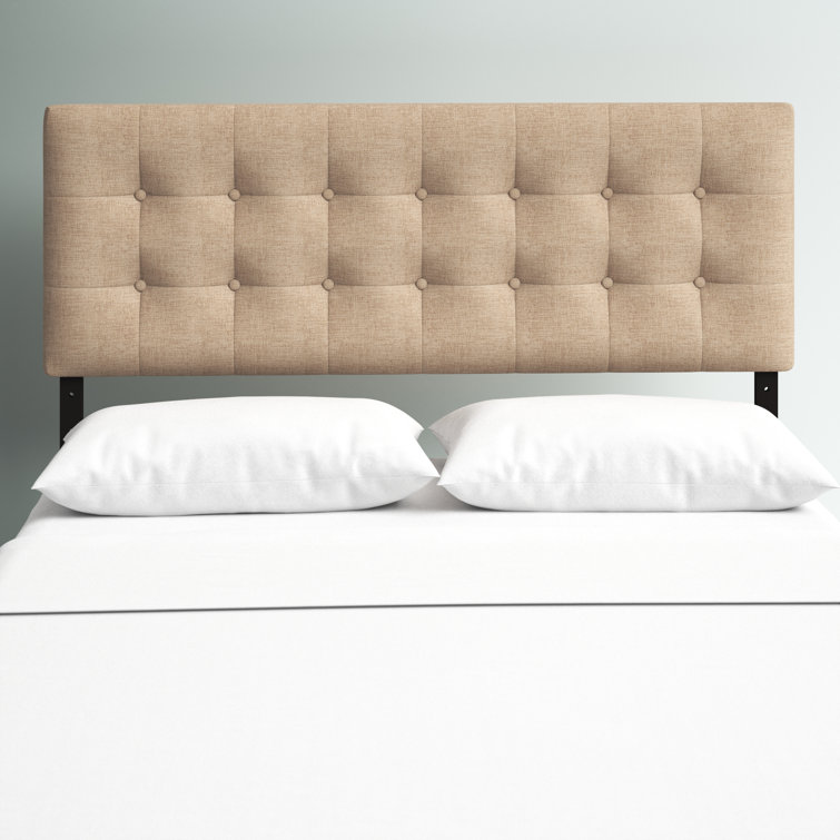 Emily Beige Tufted Linen Full Upholstered Headboard