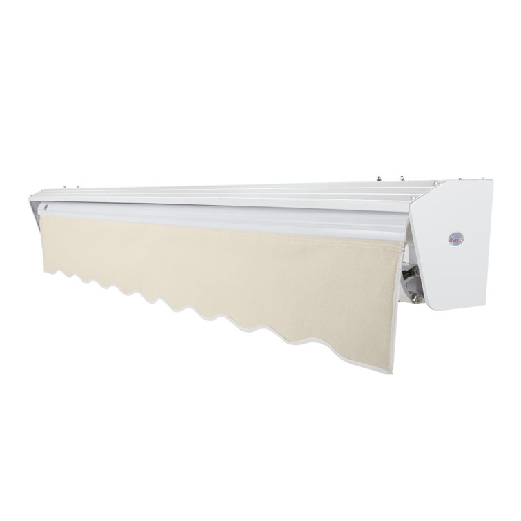 Linen 10' x 8' Motorized Retractable Awning with White Frame