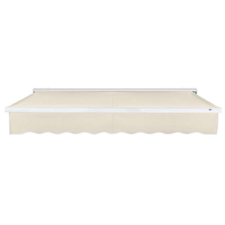 Linen 10' x 8' Motorized Retractable Awning with White Frame