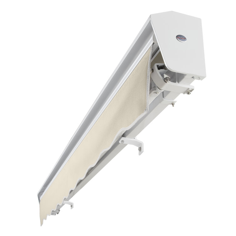 Linen 10' x 8' Motorized Retractable Awning with White Frame