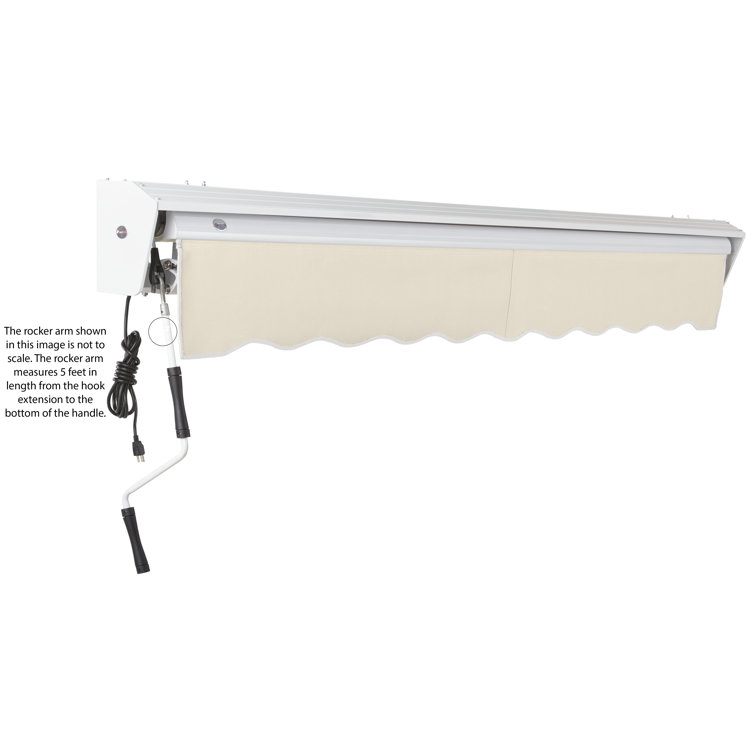 Linen 10' x 8' Motorized Retractable Awning with White Frame