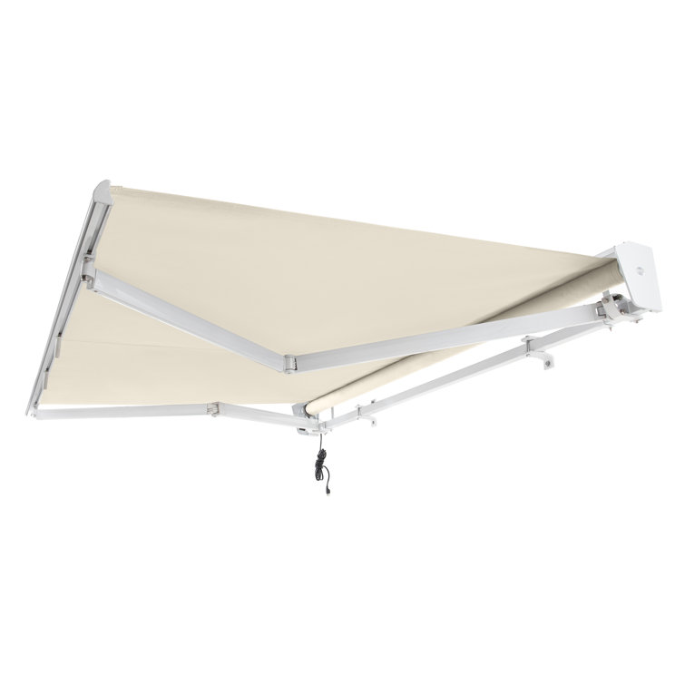 Linen 10' x 8' Motorized Retractable Awning with White Frame