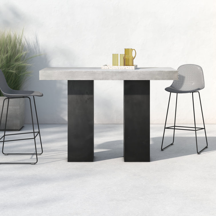 Gray Concrete Rectangular Outdoor Bar Table