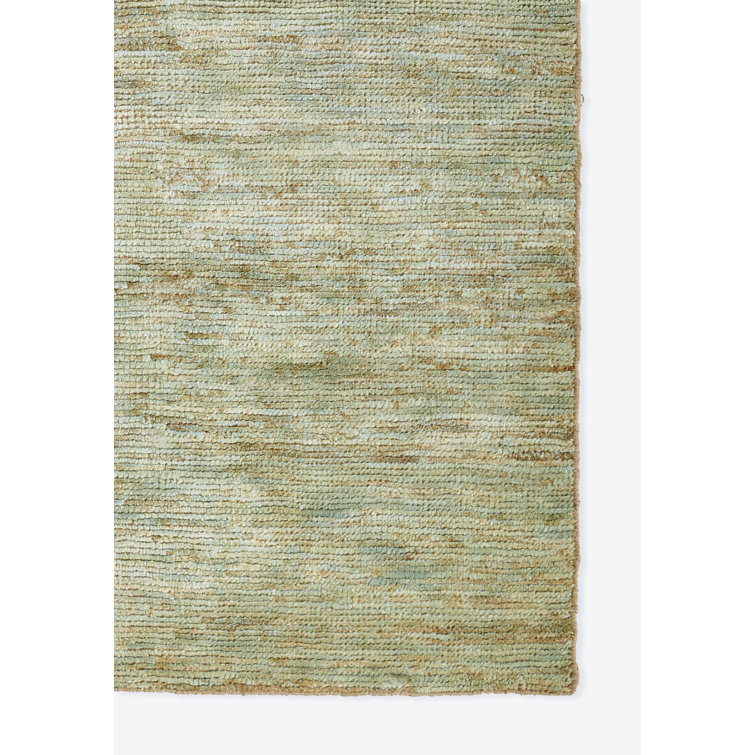 Green Hand-Knotted Abstract Cotton Runner Rug