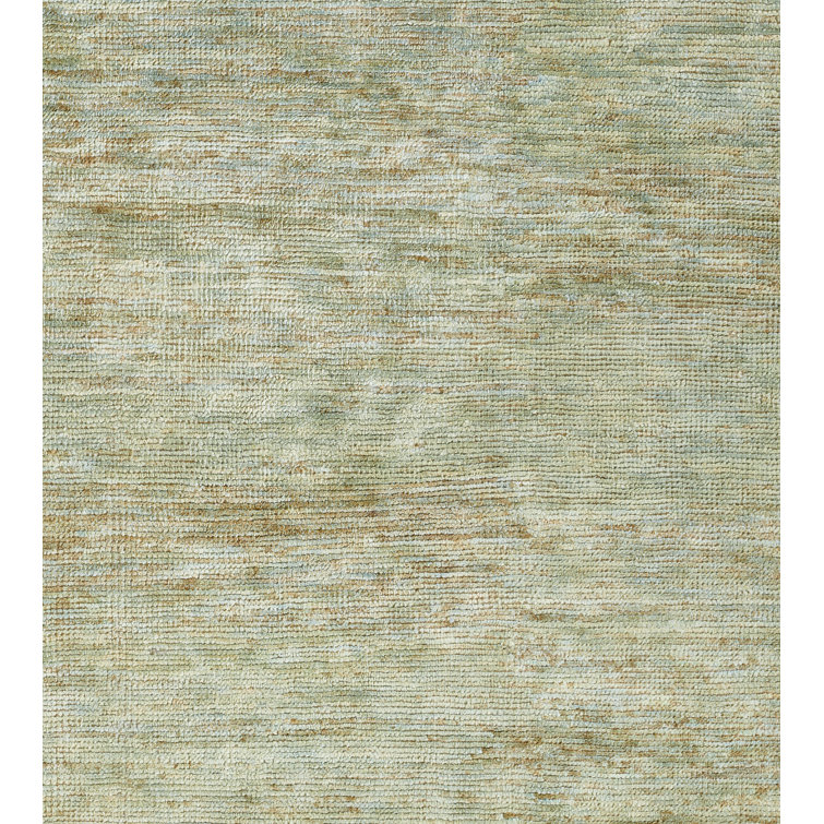 Green Hand-Knotted Abstract Cotton Runner Rug