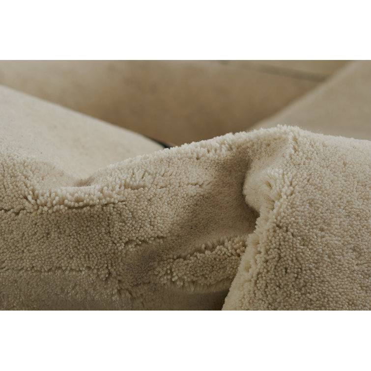 Ivory Geometric Hand-Tufted Wool Rectangular Rug - 2' x 3'