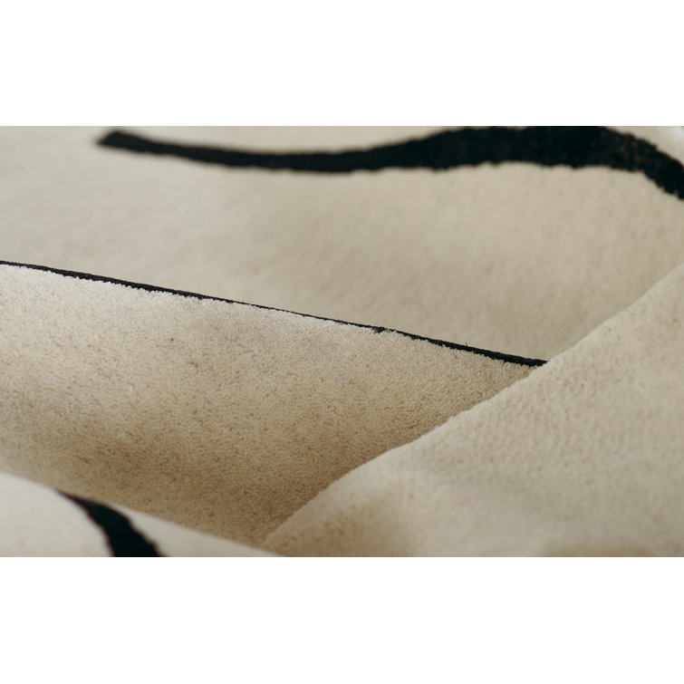 Shayla Whistler Abstract Hand-Tufted Wool Rug - White/Black, 5' x 8'