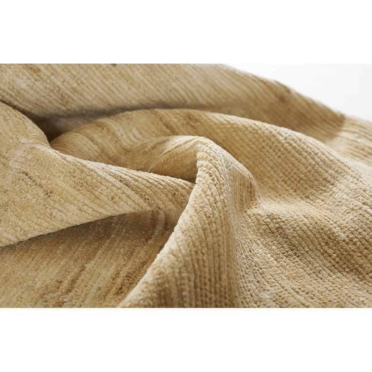Natural Abstract Hand-Knotted Wool-Cotton Blend 9' x 12' Area Rug