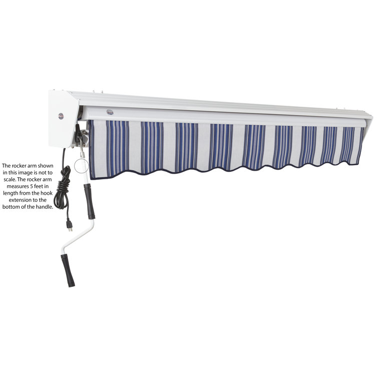 Forest Green Acrylic Motorized Retractable Patio Awning with Aluminum Hood