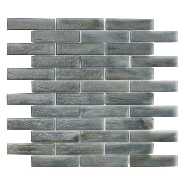 Stormy Gray Iridescent Glass Mosaic Wall Tile 12" x 14"