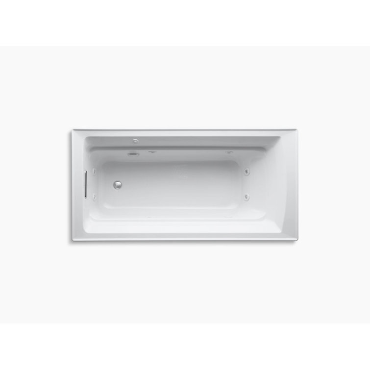 White Acrylic Drop-in Whirlpool Bathtub with Jets
