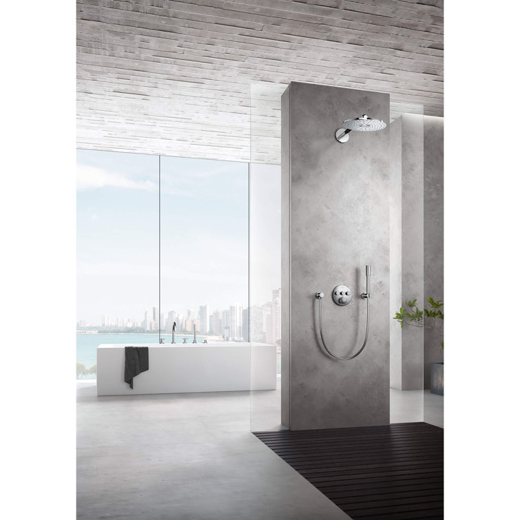 Moon White Metal Wall-Mounted Shower Trim with Push-button Diverter