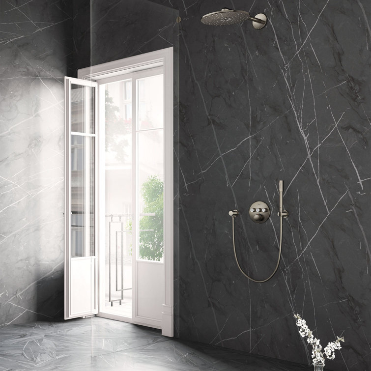 Moon White Metal Wall-Mounted Shower Trim with Push-button Diverter