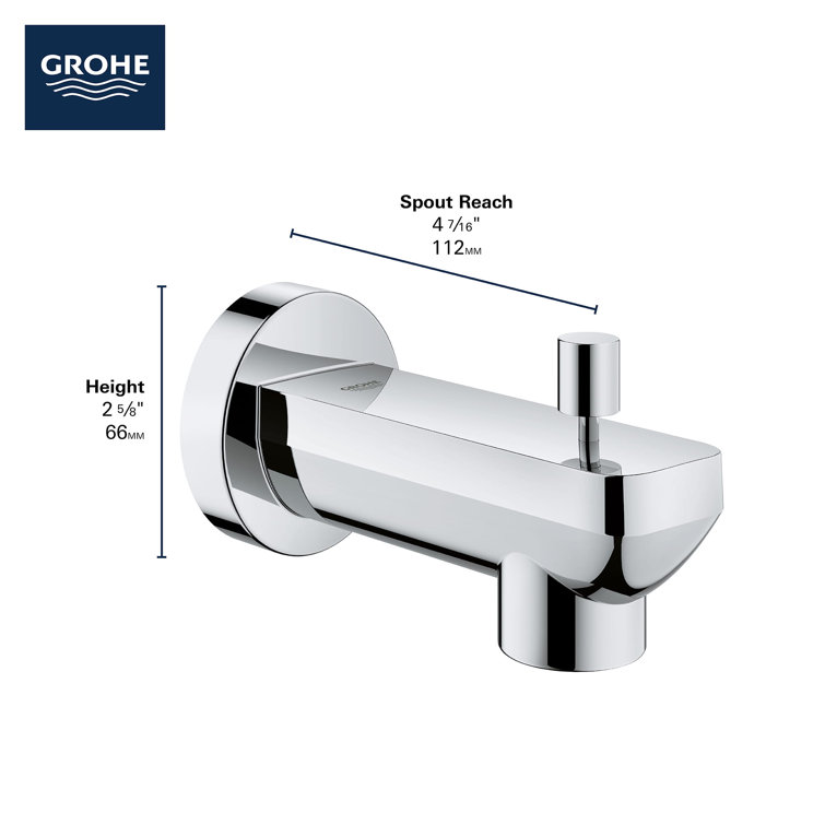 Graphite Finish Lineare Wall-Mounted Tub Spout with Diverter