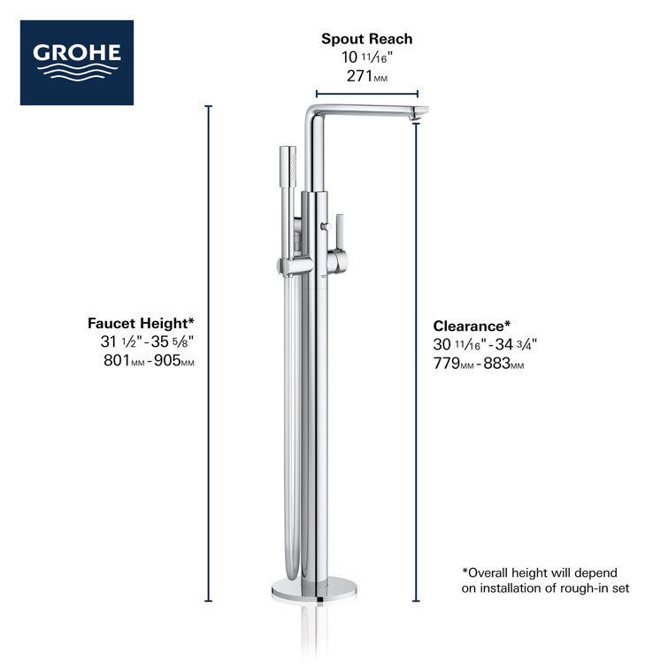 Contemporary Black and Chrome Floor-Mounted Bath Faucet with Handshower