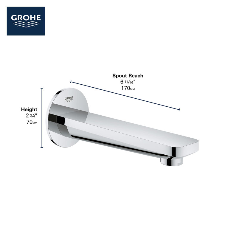 Modern Wall Mounted Chrome Tub Spout with Universal Fit