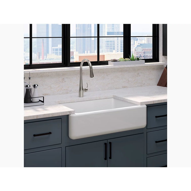 White Cast Iron Farmhouse Single Bowl Kitchen Sink