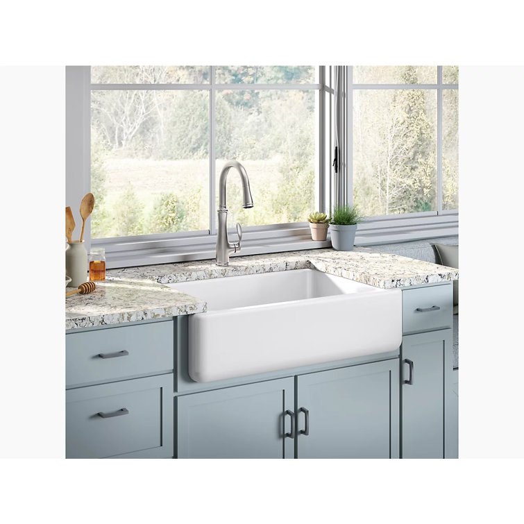 White Cast Iron Farmhouse Single Bowl Kitchen Sink