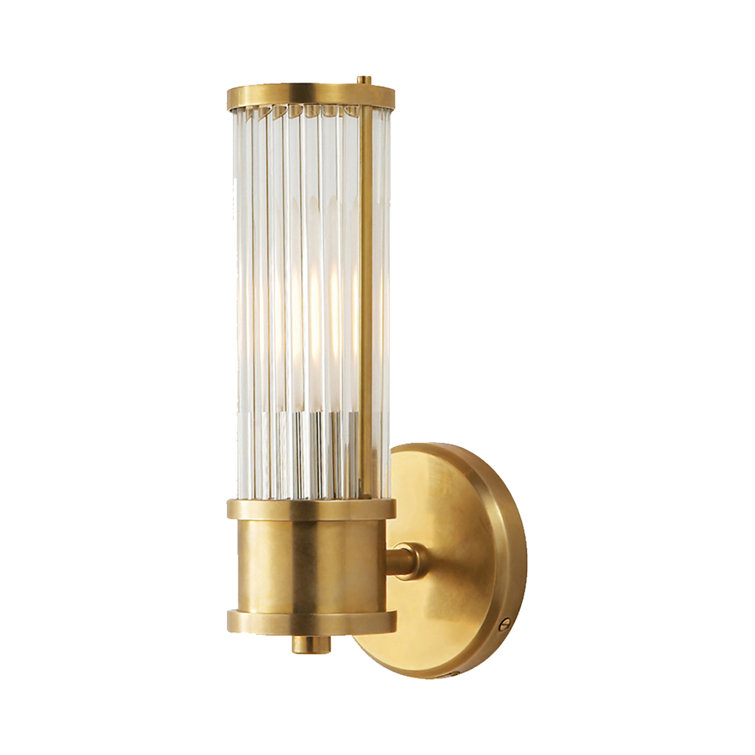 Allen Natural Brass Glass-Rod Single Sconce with Art-Deco Inspiration