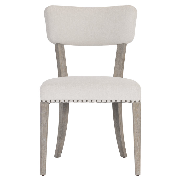 Transitional Albion Upholstered Side Chair in Beige and White