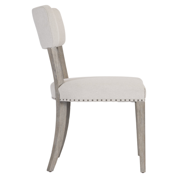 Transitional Albion Upholstered Side Chair in Beige and White