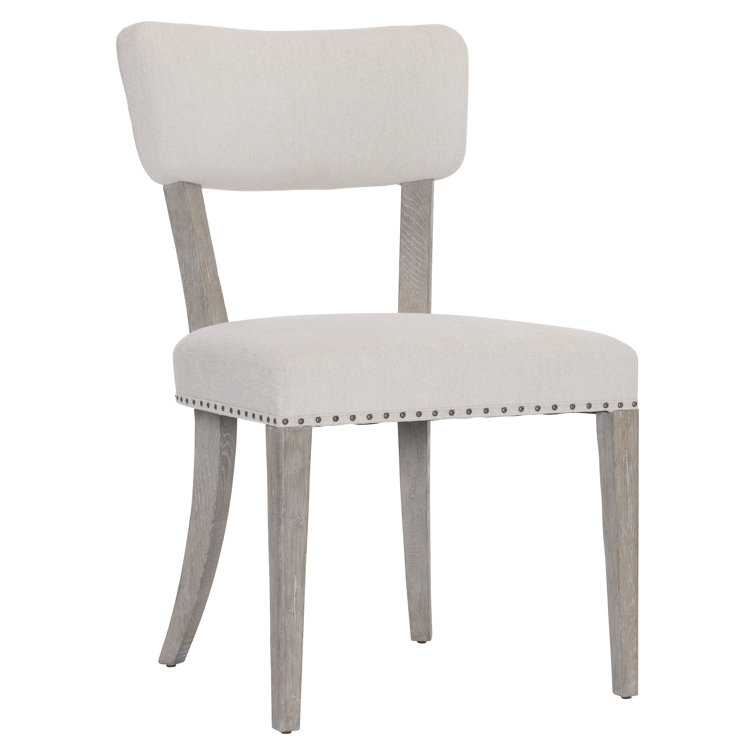 Transitional Albion Upholstered Side Chair in Beige and White