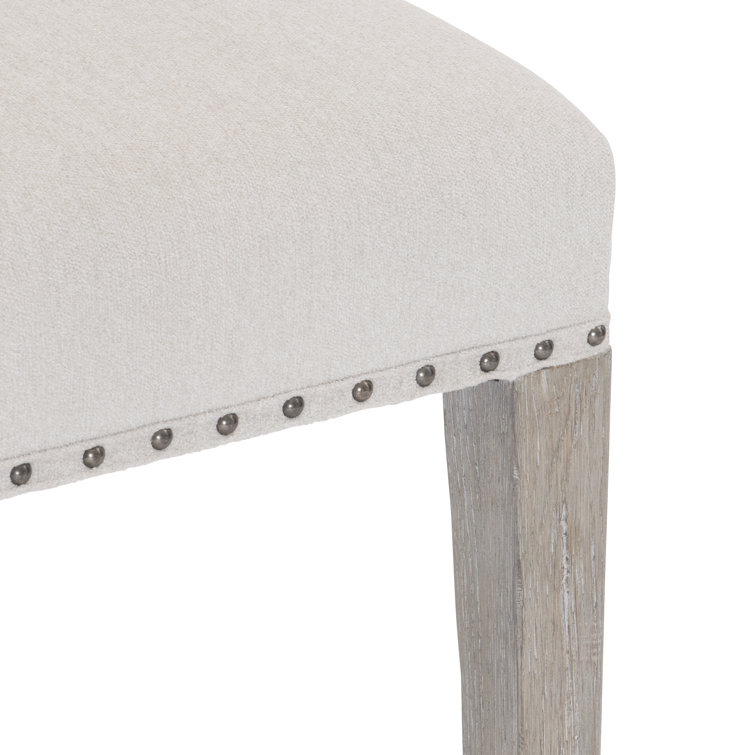 Transitional Albion Upholstered Side Chair in Beige and White