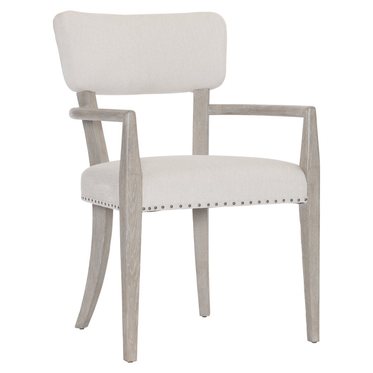 Albion Transitional Beige Upholstered Arm Chair with Nailhead Trim