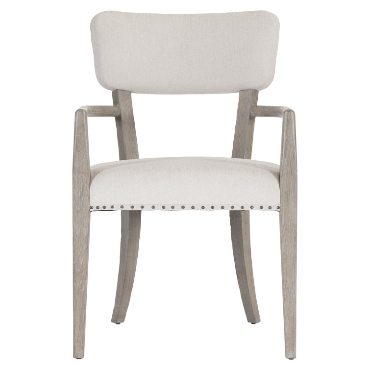 Albion Transitional Beige Upholstered Arm Chair with Nailhead Trim