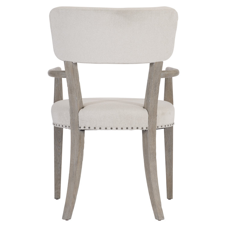 Albion Transitional Beige Upholstered Arm Chair with Nailhead Trim