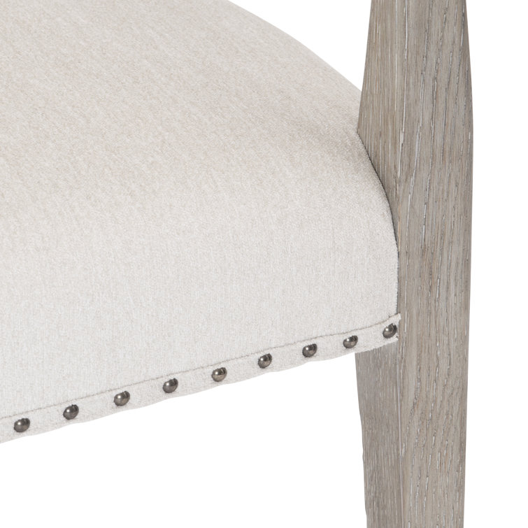 Albion Transitional Beige Upholstered Arm Chair with Nailhead Trim