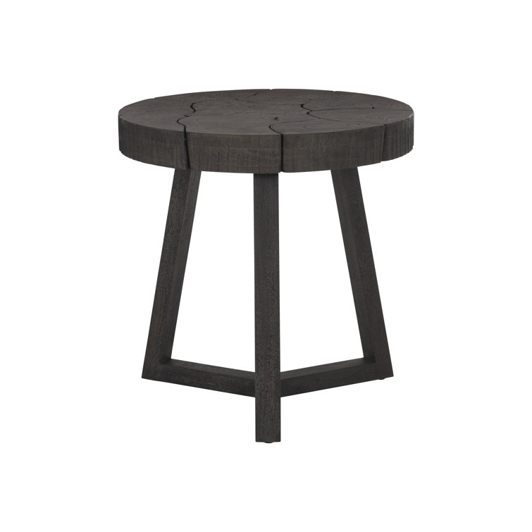 Lanita 24" Black Transitional Round Wood Side Table