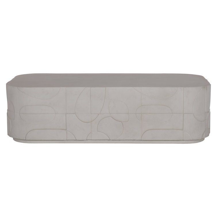 Zina Modern Beige Stonecast Rectangular Coffee Table