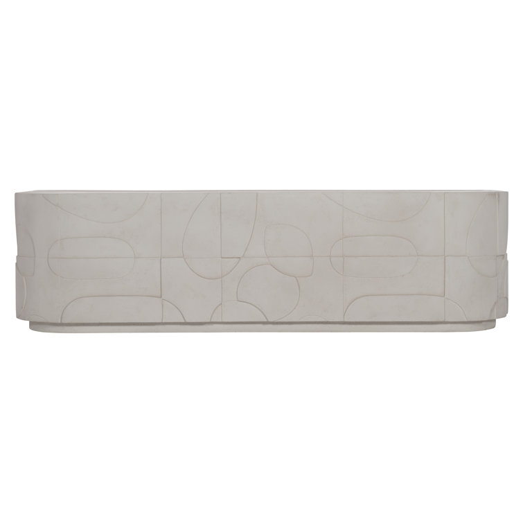 Zina Modern Beige Stonecast Rectangular Coffee Table