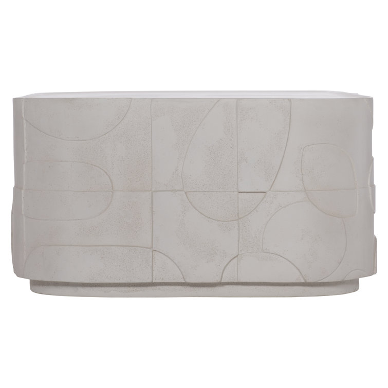 Zina Modern Beige Stonecast Rectangular Coffee Table