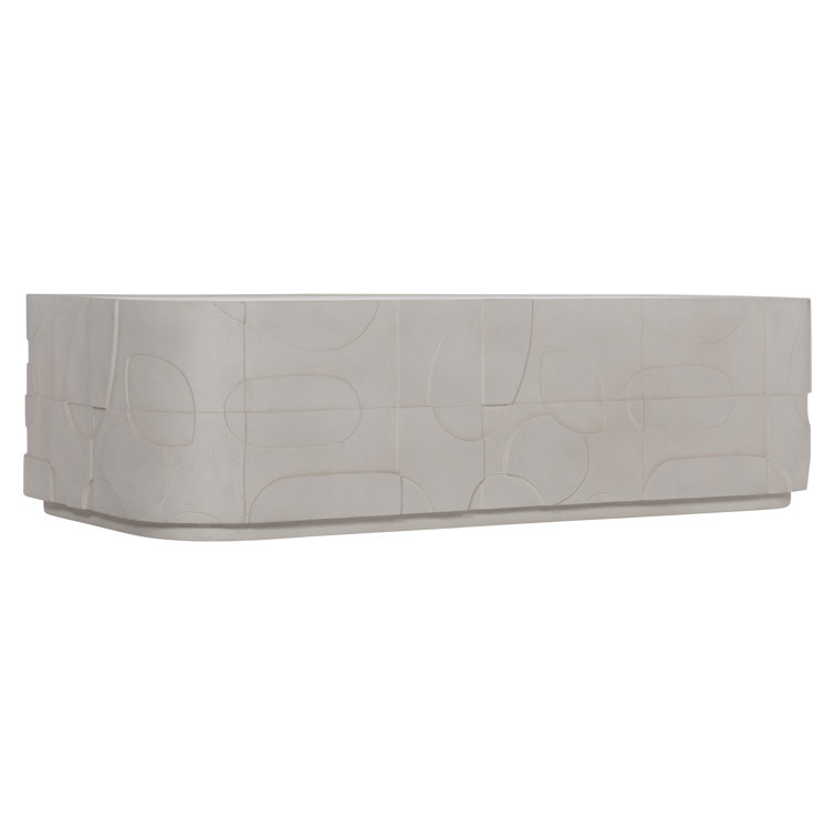 Zina Modern Beige Stonecast Rectangular Coffee Table