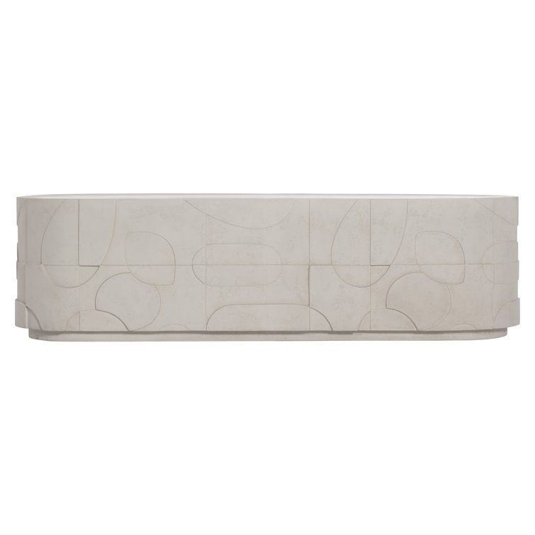 Zina Modern Beige Stonecast Rectangular Coffee Table