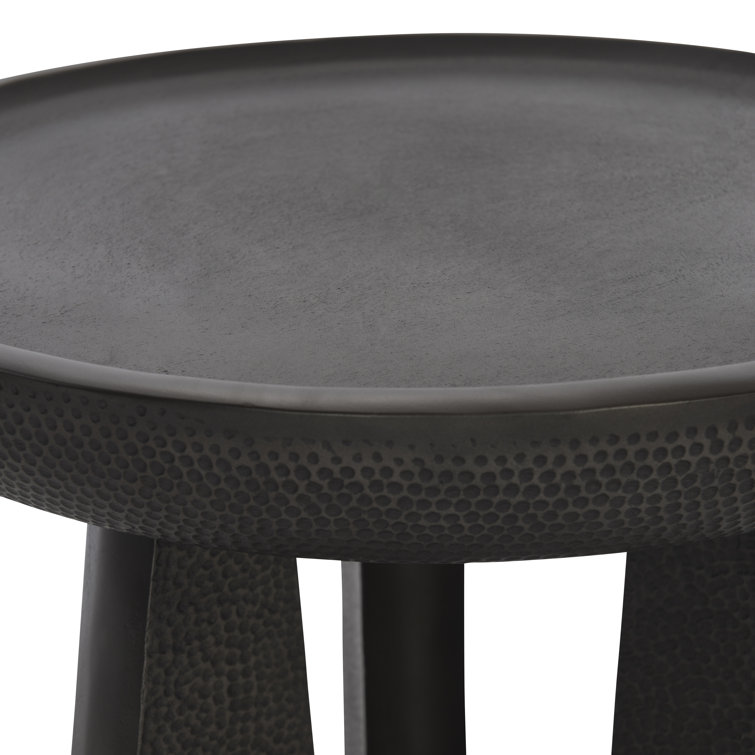 Black Round Metal Transitional End Table