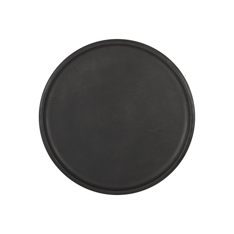 Black Round Metal Transitional End Table