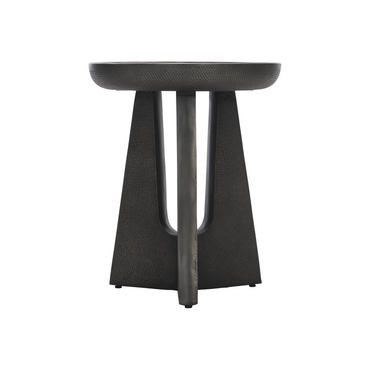 Black Round Metal Transitional End Table