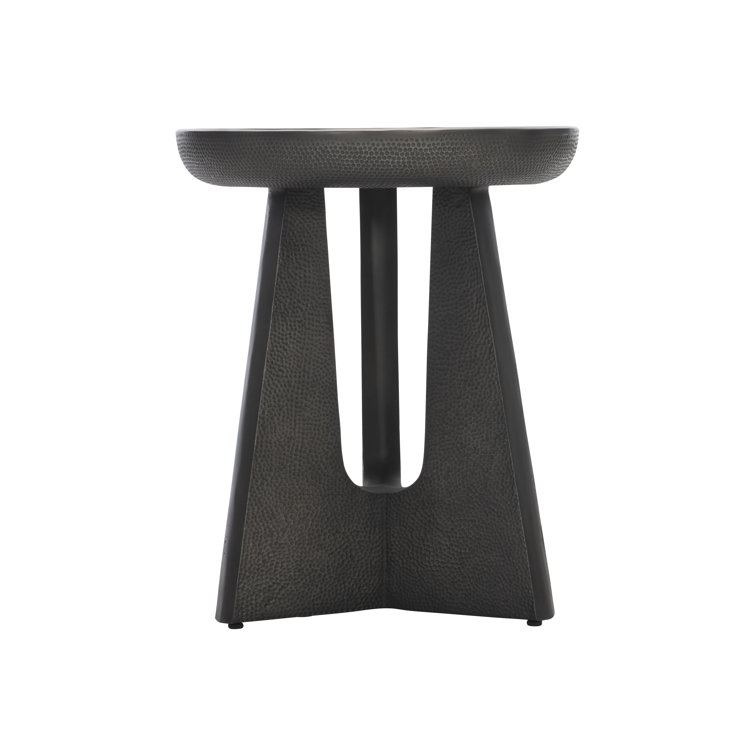 Black Round Metal Transitional End Table