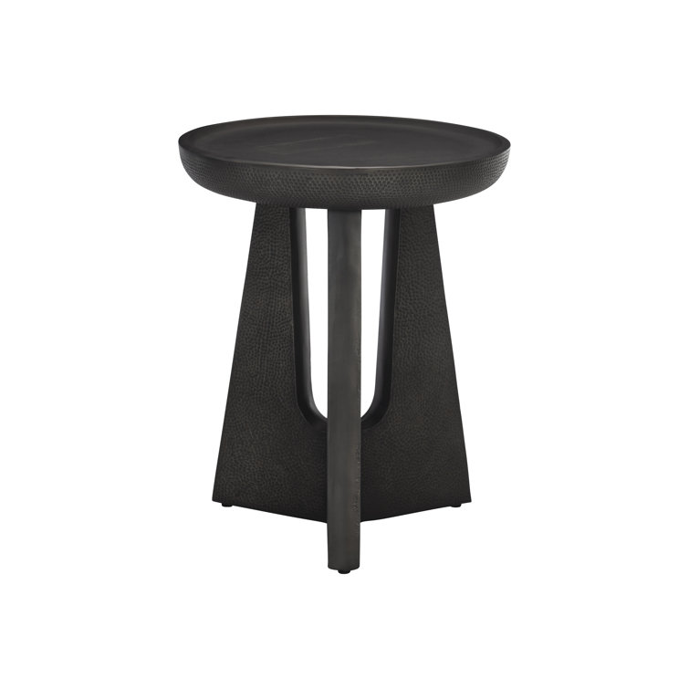 Black Round Metal Transitional End Table